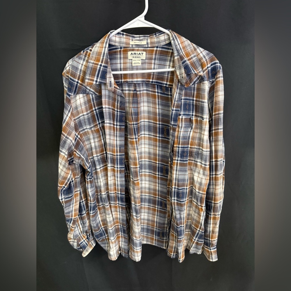 Ariat Blue and Brown Plaid Shirt